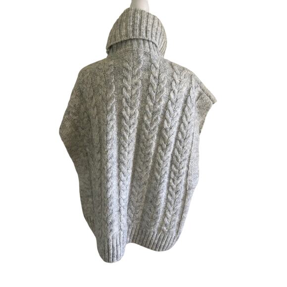 Joie Cable Knit Sweater Vest Turtle Neck Wool Blend SZS Gray Oversized Relaxed - Picture 2 of 9